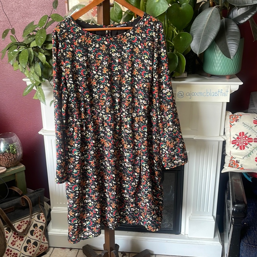 J Crew Mercantile Long Sleeve Floral Tunic Dress